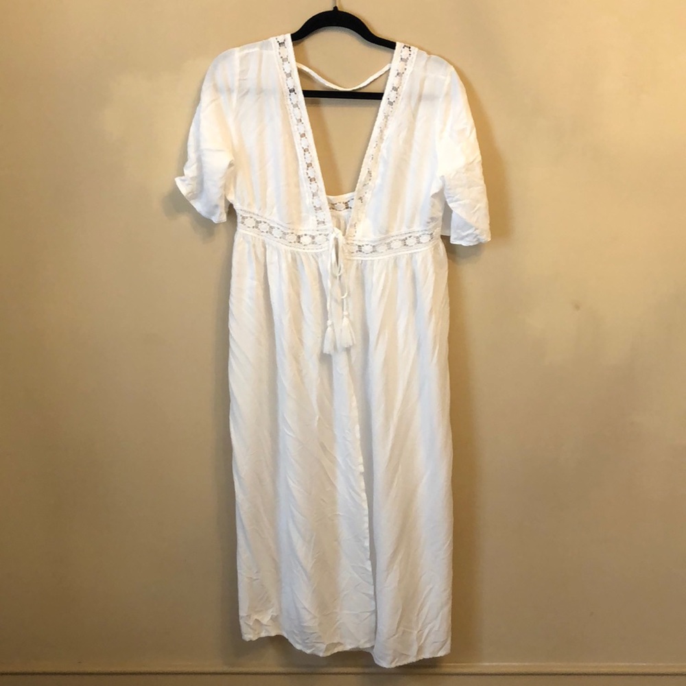 3/$15 Swim suit white lace tassel tie coverup - Picture 1 of 9